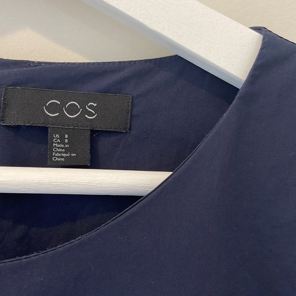 COS A-Line Dress With Gathered Seams / Size 8 / Navy - Picture 8 of 9